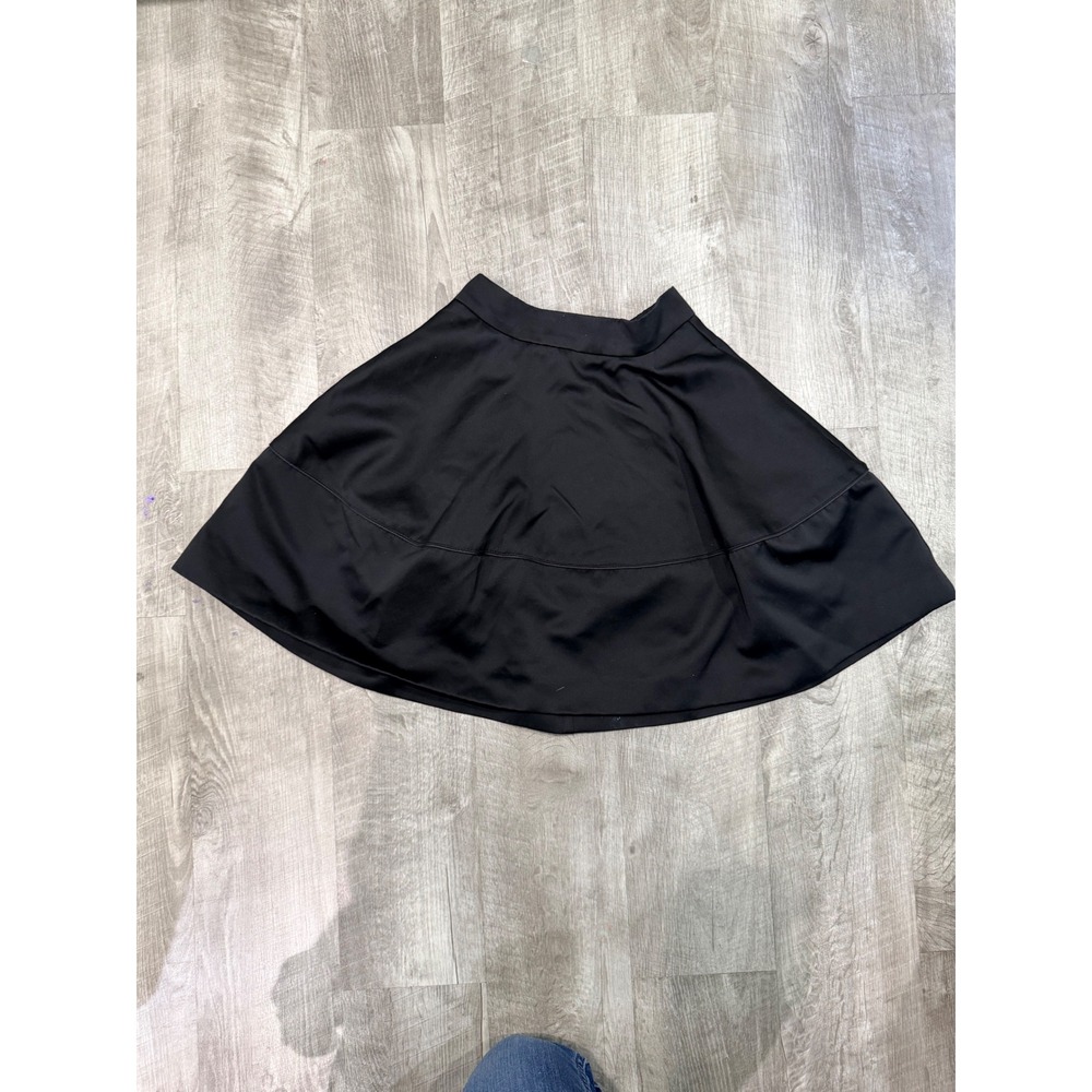 HM Black Skater Skirt Size 2 Gold Zipper Flared Mini Skirt Solid A-Line